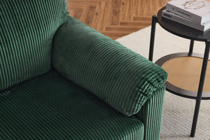 English Elm 33 Inch Oversized Swivel Corduroy Lounge Chair with Plush Chenille Cushioning and Support Springs Green W1829P265011