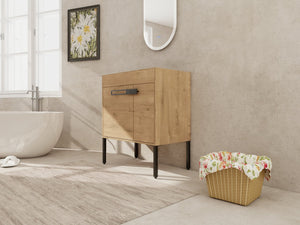 English Elm 30 30 Inch Freestanding Bathroom Vanity Cabinet Dual-Install Wall or Floor, Soft-Close Doors, Metal Handles, Adjustable Shelf, Feet Included W999104320