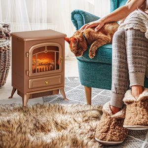 English Elm Homcom 22" Electric Fireplace Stove - Realistic Led Flames, 750W/1500W, Safety Features, Dark Brown W2225P249842