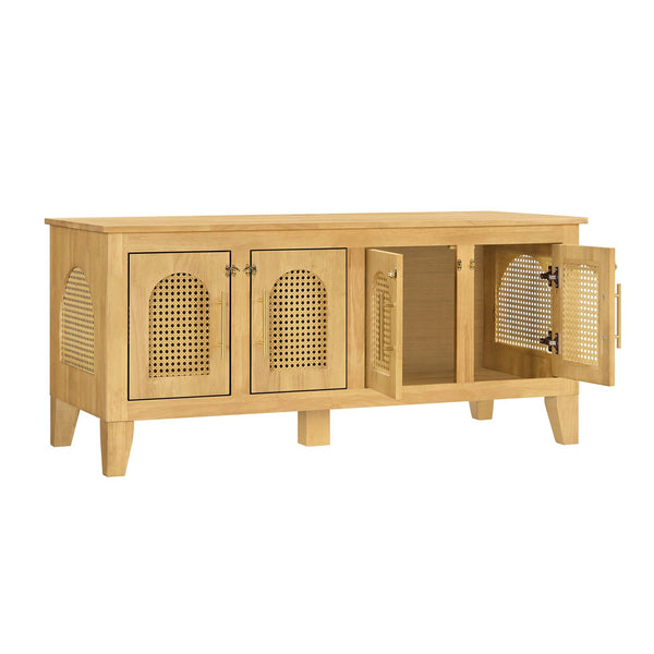 English Elm Lars Rubberwood Rattan Dog Crate Cabinet Stylish Pet Kennel for Living Room Natural N775P397560N