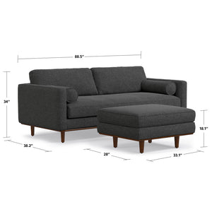 English Elm Morrison 2-Piece Sofa And Ottoman Set - Modern Charcoal Grey Comfort With Eco-Friendly Design B136P199227