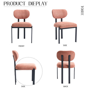 English Elm Modern Boucle Tufted Dining Chairs Set of 2 Mid-century Matte Leg Kitchen Seating Black,Orange W3244P296984