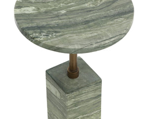 Sunpan MIZANI End Table - Sculptural Concrete Design with Dark Marble Look and Antique Brass Finish Green 112722