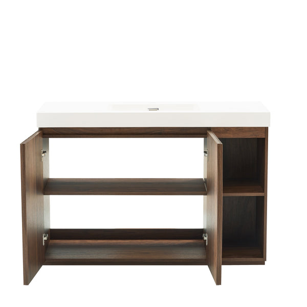 English Elm Grace Floating Walnut Vanity with Solid Surface Sink and Soft Close Storage Drawers Walnut Brown W1865S00224
