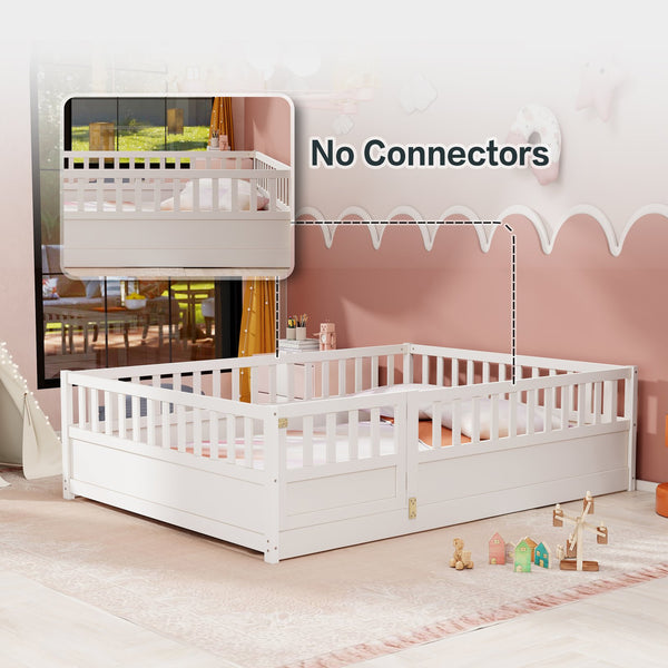 English Elm Full Montessori Floor Bed With High Security Barrier & Child-Friendly Door - Safe & Stylish Design! W1858P164931