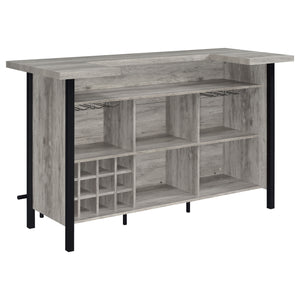 English Elm Menimen Industrial Grey Driftwood Freestanding Bar Unit with Two-Tier Prep Surface & Metal Frame B062P351438