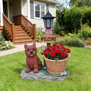 English Elm Labrador Solar Garden Statue with Led Glow and Built-in Succulent Planter Basin W5398P464248