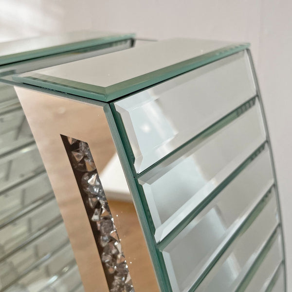 English Elm 35.82"u-shaped Tall Glass Floor Vase with Crystal Diamond Mosaic Silver Mirror Finish W3836P379832