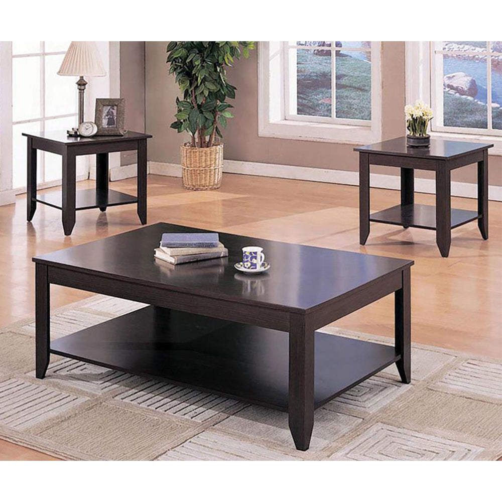 English Elm 3-Piece Contemporary Coffee Table Set In Cappuccino With Storage, Easy Assembly & Modern Design B016P370564