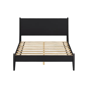 English Elm Mid-Century Modern Queen Size Wooden Platform Bed In Sleek Matte Black For Timeless Style & Comfort B016S00025