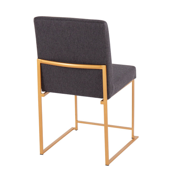 English Elm High Back Fuji Contemporary Dining Chair Set In Charcoal Fabric & Gold Steel - Stylish Comfort! B202P223540
