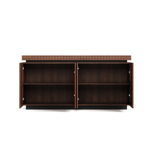 English Elm Sideboard Modern 4-Door Buffet Cabinet with Spacious Top and Enclosed Storage, Durable 66" Long Finish Antique brown W2263P353791