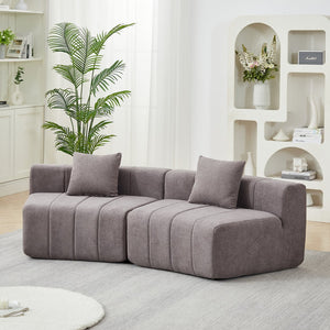 English Elm Chenille Modular Sectional Sofa Curved Piano Key Design Plush Living Room Lounge Seating Grey W834P389119