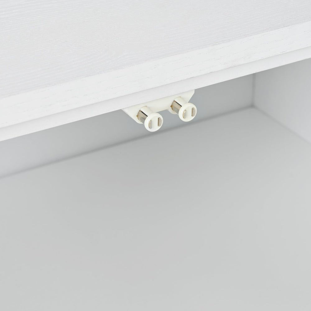 English Elm Creative Carved 4-Door Sideboard with Push-to-Open Design, MDF & Solid Wood Buffet Cabinet White W2696P279975