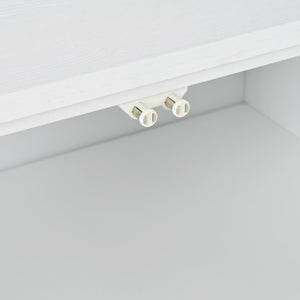 English Elm Creative Carved 4-Door Sideboard with Push-to-Open Design, MDF & Solid Wood Buffet Cabinet White W2696P279975