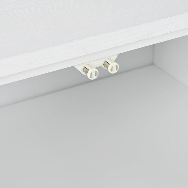 English Elm Creative Carved 4-Door Sideboard with Push-to-Open Design, MDF & Solid Wood Buffet Cabinet White W2696P279975