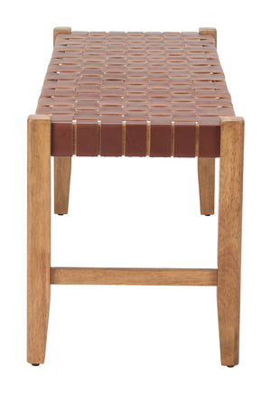 Bandani Bench Brown - Modern Leather & Rubberwood Seating for Stylish Hospitality Spaces