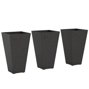 English Elm Set of 3 Tall Square Faux Marble Column Planters for Patio Entryway or Balcony Brown T3971P440164