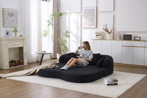 English Elm (old Sku W2231p392100) Chenille Sleeper Sofa Foldable Convertible Loveseat with Four Pillows Black W2231P466738