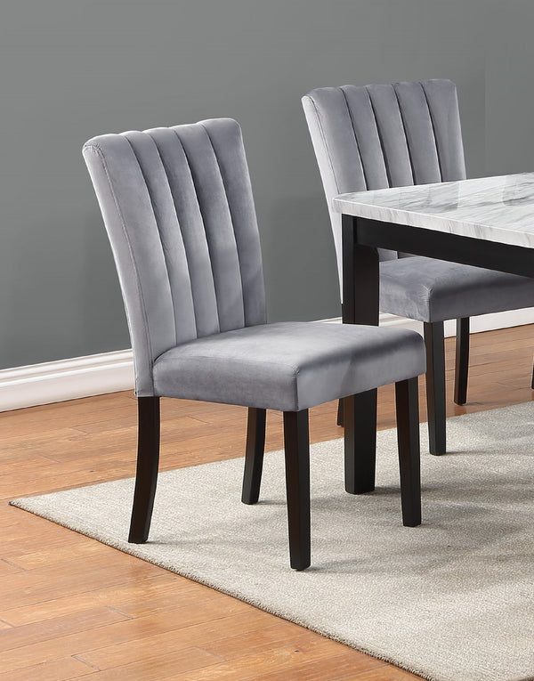 English Elm 2pc Velvet Upholstered Counter Height Chairs with Channel Tufted Back and Solid Wooden Legs, Set Black,Gray 41.5 L x 23 W x 12 H B011P261181