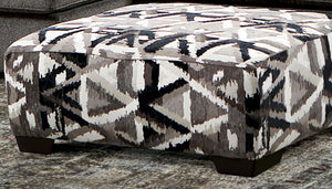 English Elm Contemporary Square Ottoman With Multi-Color Pattern, Pocket Coil Comfort, Stylish Plastic Legs B2741P355280