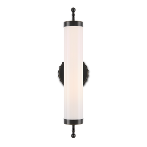 Latimer Bronze Wall Sconce - Elegant Oil-Rubbed Fixture with Milk-Glass Shade for Damp Locations