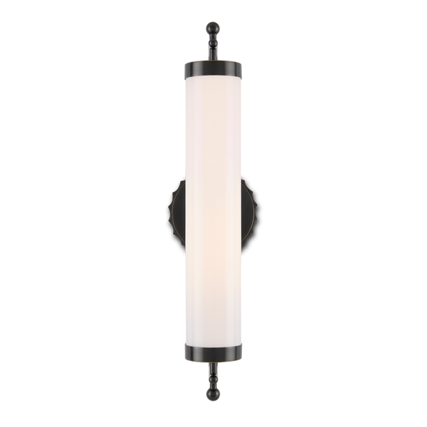Latimer Bronze Wall Sconce - Elegant Oil-Rubbed Fixture with Milk-Glass Shade for Damp Locations