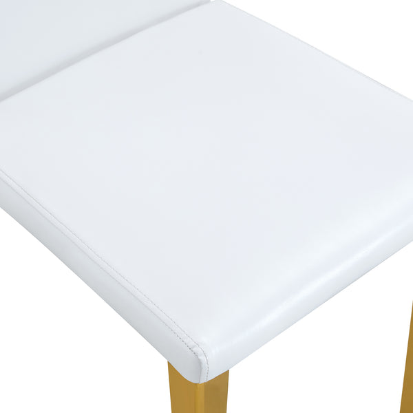English Elm Set of 4 White Pu Leather Dining Chairs with Black Steel Legs for Modern Interiors W1151P269053