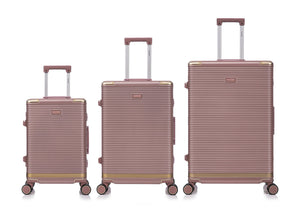English Elm Luggage Set 3 Piece Polycarbonate Aluminum Frame Hard Shell Travel Suitcases with Lock Rose Gold T3292P361541