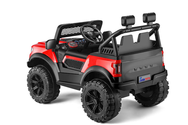 English Elm Kids 12v Dual Motor Off Road Ride on Truck with Remote Control Led Lights and Swing Red W1760P426762