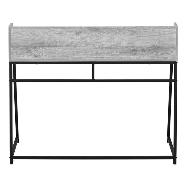 English Elm Computer Desk - Modern Grey Laminate Workstation With Storage Hutch And Black Metal Accents, 48" L B2710P219837