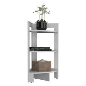 English Elm Riga Corner 3-Tier Shelf Side Table with Tray Top — Compact, Durable End Table for Small Spaces White 34.3 L x 17 W x 2.8 H B070P234356