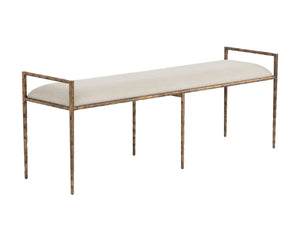 Sunpan Esai Bench - Exquisite Performance Fabric and Antique Brass Frame for Elegant Indoor/Outdoor Style Zenith Taupe Grey