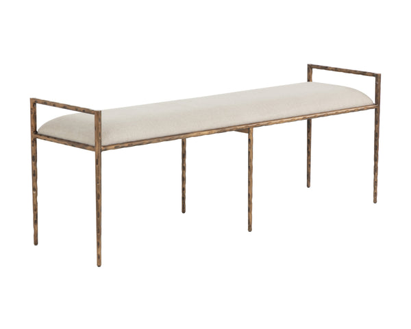 Sunpan Esai Bench - Exquisite Performance Fabric and Antique Brass Frame for Elegant Indoor/Outdoor Style Zenith Taupe Grey