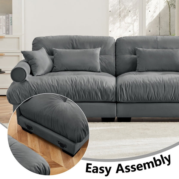 English Elm Super Comfort Oversized Modular Velvet Sectional Sofa – Luxurious Cloud-Like Seating With Arm Support W714S01128-GIGA