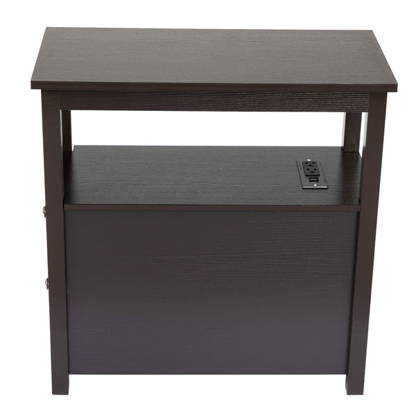 English Elm Transitional Espresso Nightstand with USB Charging, 2-Drawer Wooden Bedside Table, Sturdy Storage (24"H) W2181P357595