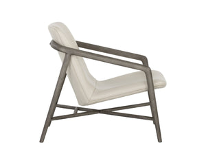 Sunpan CINELLI Lounge Chair - Mid-Century Inspired Design with Solid Oak Frame for Cozy Comfort and Style Cream 110537