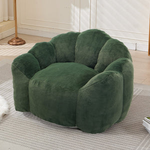 English Elm Lotus Floor Bean Bag Sofa Memory Foam Filled with Pull Ring for Living Room Bedroom Green W2311P434596