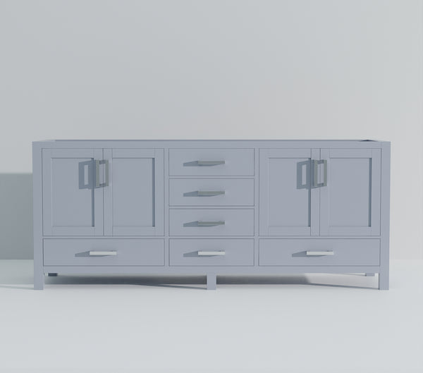 English Elm Dark Grey Double Bath Vanity – Spacious 84" Design With Soft-Close Drawers & Durable Storage Solutions B2731P258970