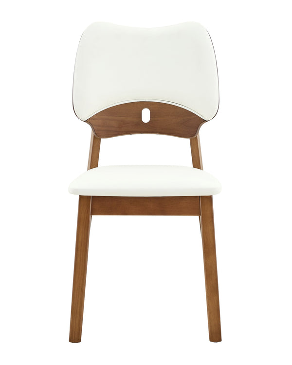 English Elm 2 Solid Walnut Toned Wood Dining Chairs Gray Fabric Seat Hollowed Backrest Modern Walnut,White W1151P455536