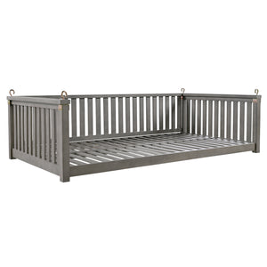 English Elm Topmax Acacia Wood Porch Swing Bed Sloped Frame Outdoor Lounger for Backyard Patio Gray WF319383AAE