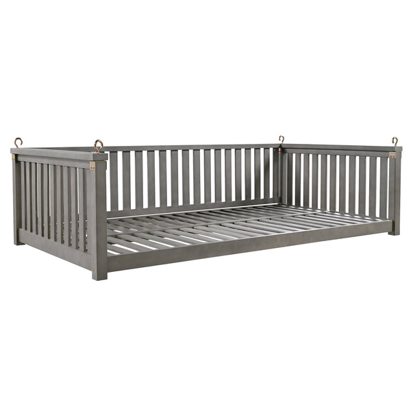 English Elm Topmax Acacia Wood Porch Swing Bed Sloped Frame Outdoor Lounger for Backyard Patio Gray WF319383AAE