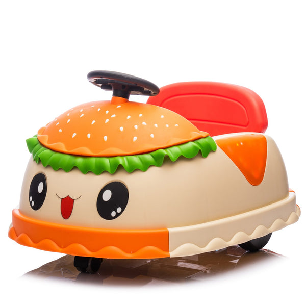 English Elm 12v Kids Hamburger Bumper Ride on Car with 360 Spin Parental Remote and Led Display W1578P299386