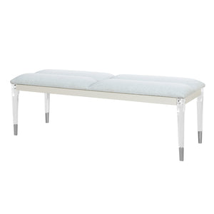 English Elm URIUNI Champagne Gold Bedroom Bench with Acrylic Legs, Plush Seat, Solid Wood Frame, Silver Tips B201P299038