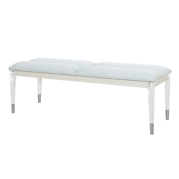 English Elm URIUNI Champagne Gold Bedroom Bench with Acrylic Legs, Plush Seat, Solid Wood Frame, Silver Tips B201P299038