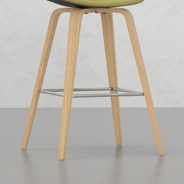 English Elm Harvard Mid-Century Bentwood Counter Bar Stools Set of 2 in Acid Green Linen-Look Upholstery, Wood B2732P253617