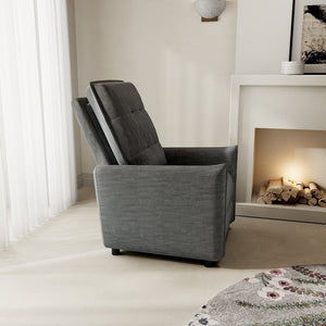 English Elm Chenille Upholstered Push Back Recliner with Metal Frame and Overstuffed Foam Lounger Grey W3568P431432