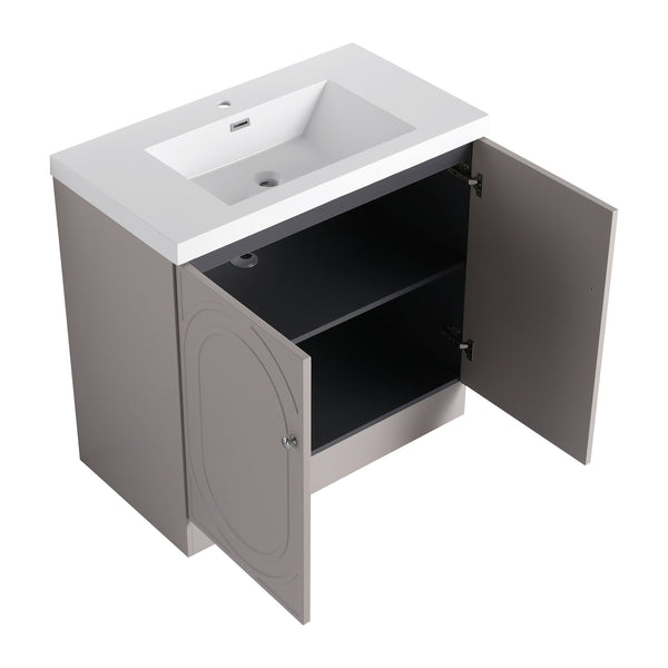 English Elm 36" Freestanding Bathroom Vanity with Resin Sink, Soft-Close Doors, Adjustable Shelf & 3 Handles W999S00336