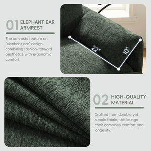 English Elm 37" Oversized Chenille Armchair with Ottoman Usb Charging Pocket Spring Living Room Green N723P387145F