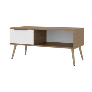 English Elm Scandinavian Minimalist Coffee Table with Storage Drawer Open Shelf Living Room B128P473973